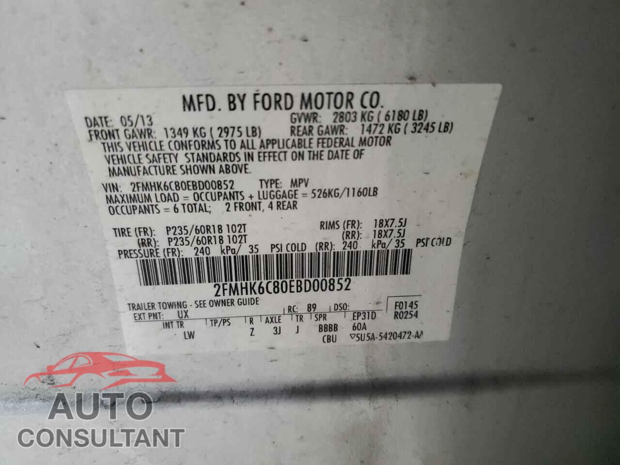 FORD FLEX 2014 - 2FMHK6C80EBD00852