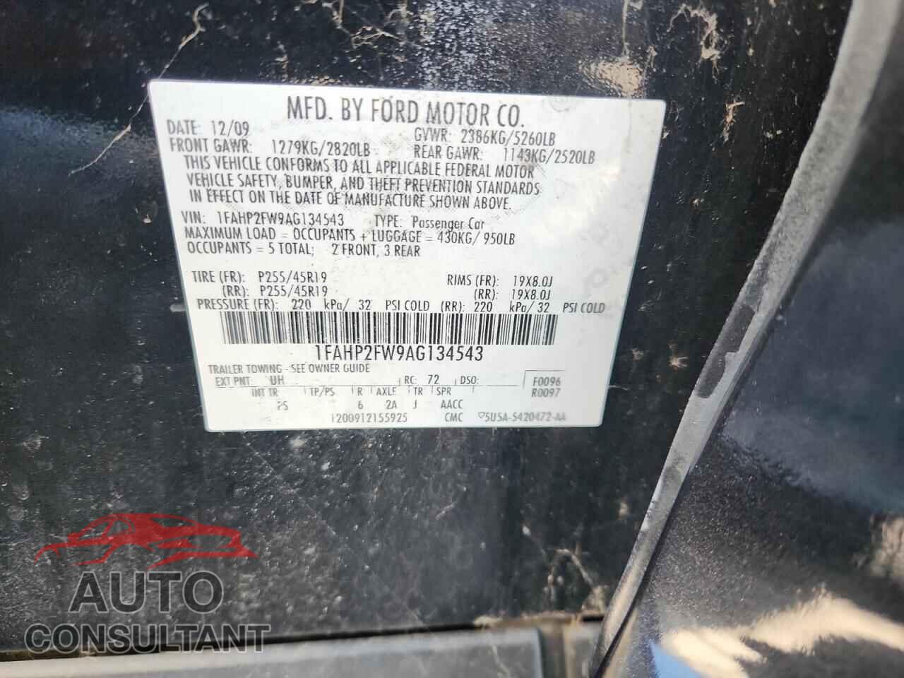 FORD TAURUS 2010 - 1FAHP2FW9AG134543