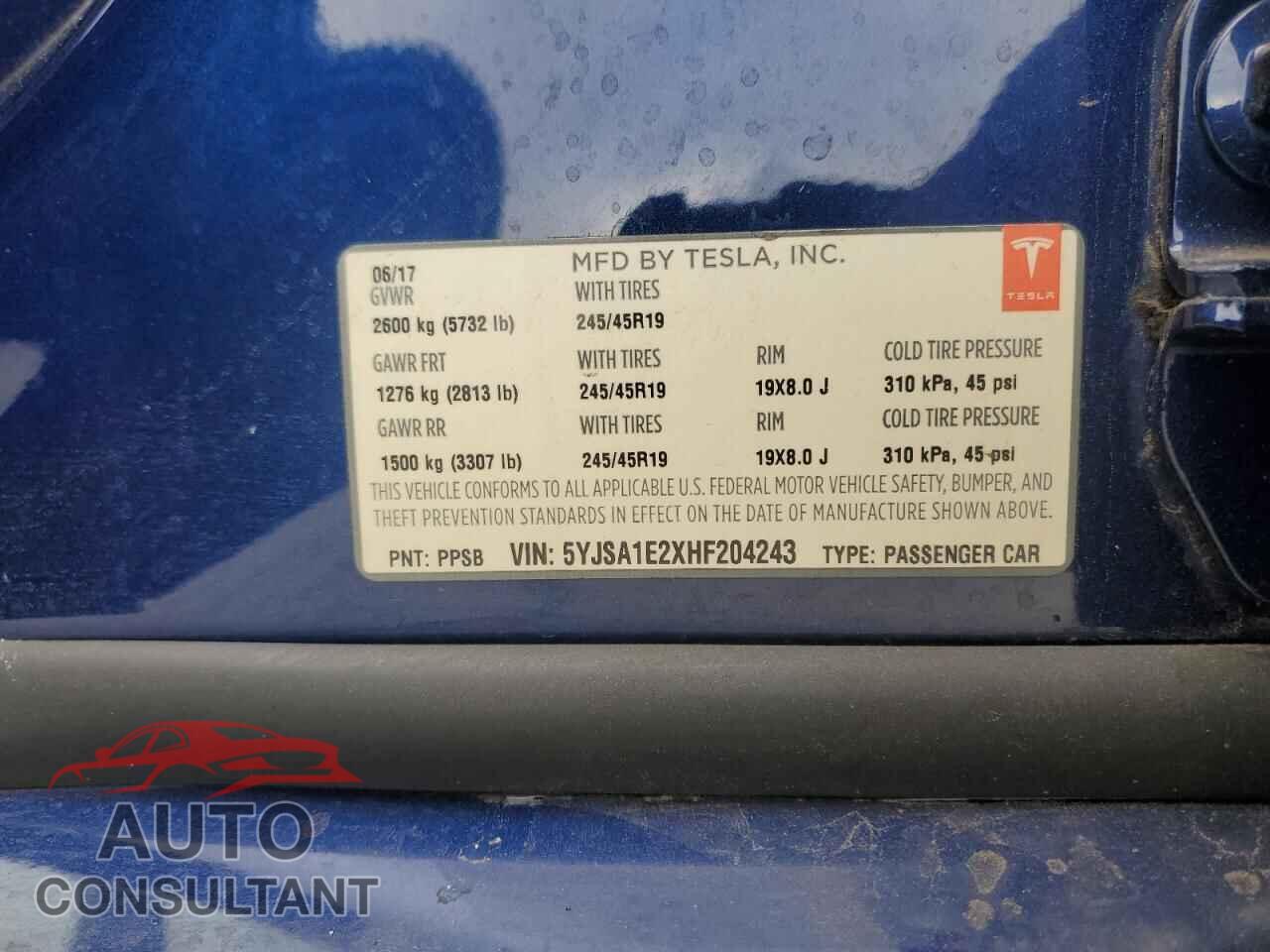 TESLA MODEL S 2017 - 5YJSA1E2XHF204243
