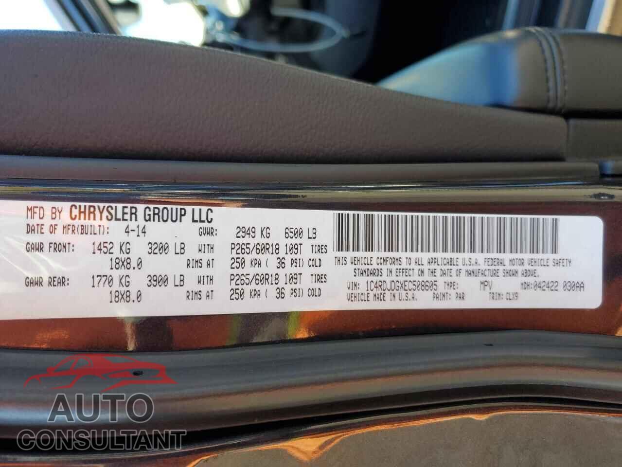 DODGE DURANGO 2014 - 1C4RDJDGXEC508605