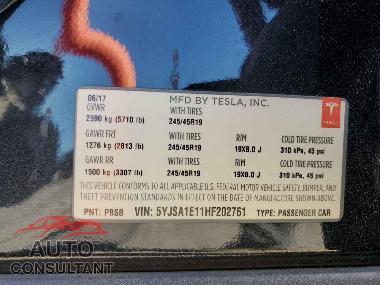 TESLA MODEL S 2017 - 5YJSA1E11HF202761