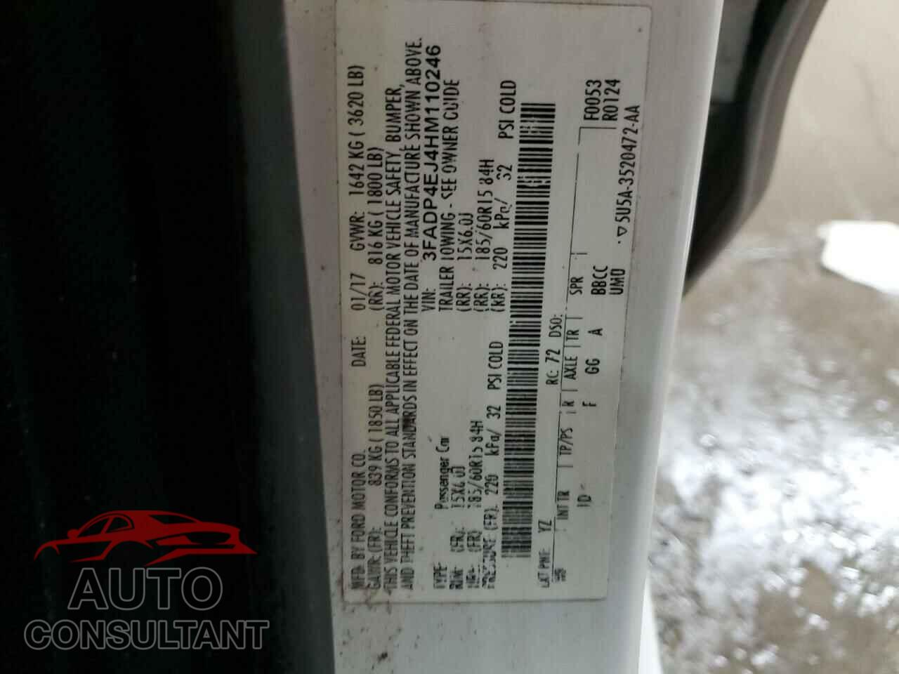 FORD FIESTA 2017 - 3FADP4EJ4HM110246