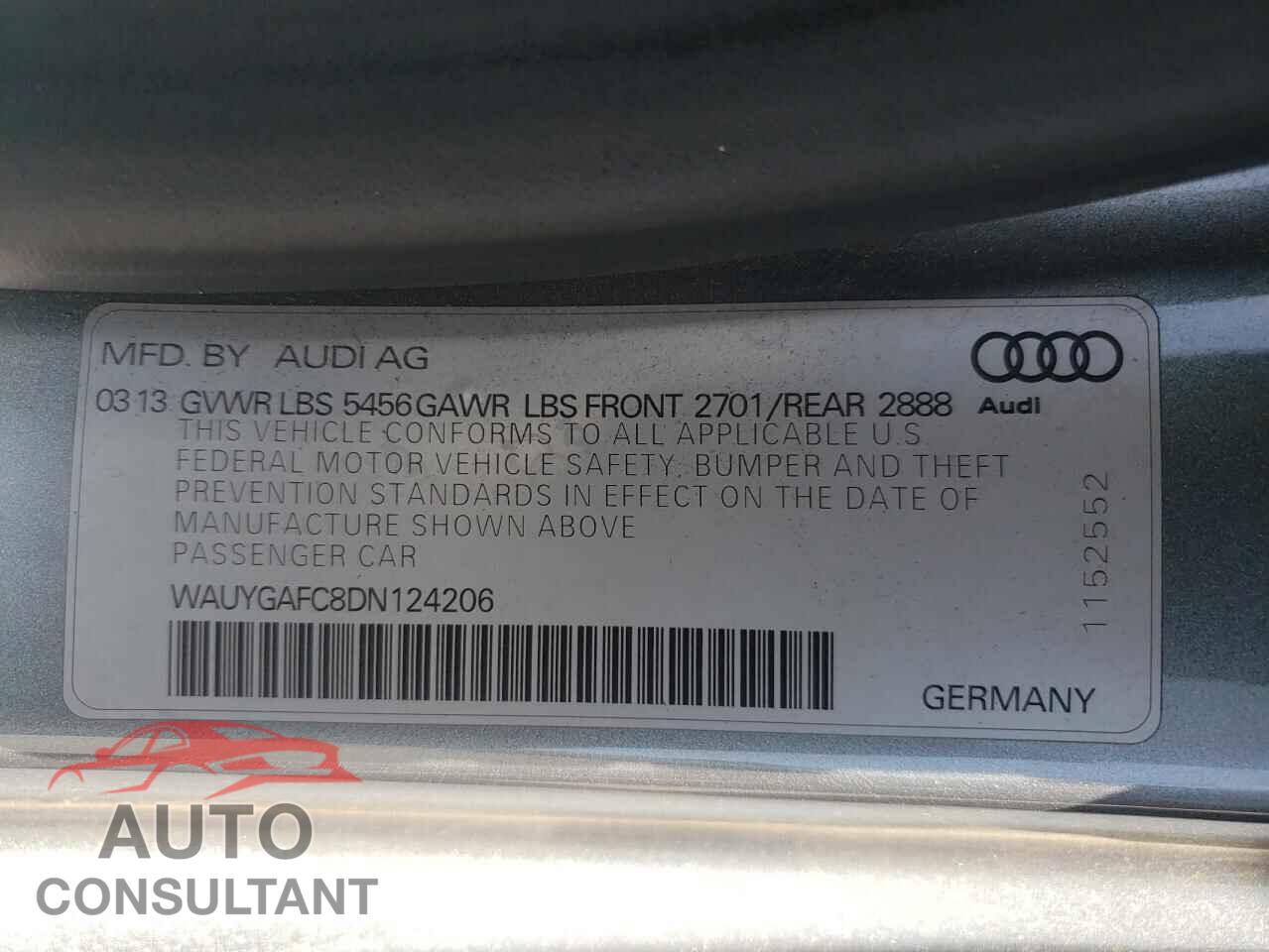AUDI A7 2013 - WAUYGAFC8DN124206
