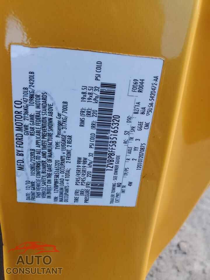 FORD MUSTANG 2011 - 1ZVBP8FF5B5165320