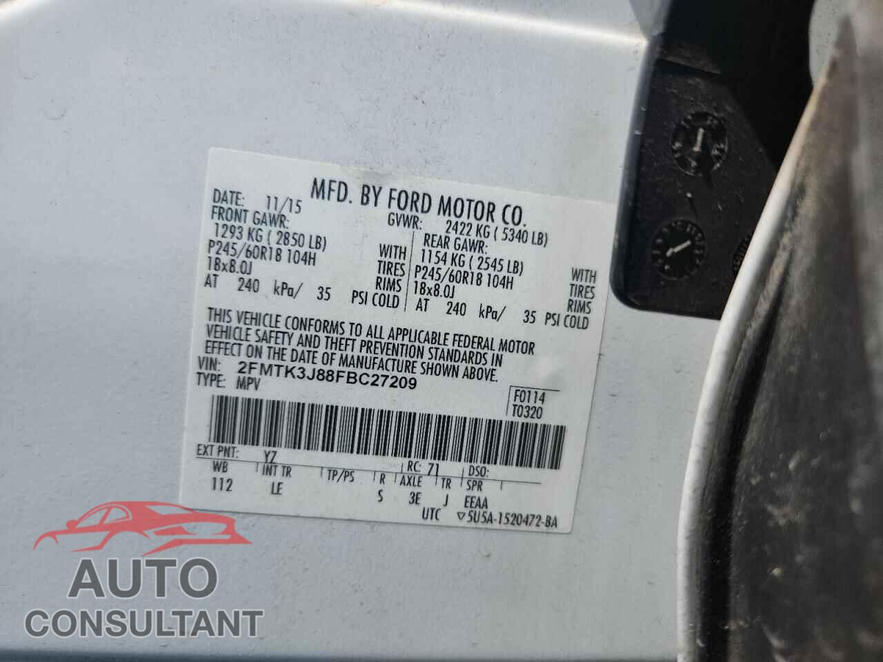FORD EDGE 2015 - 2FMTK3J88FBC27209
