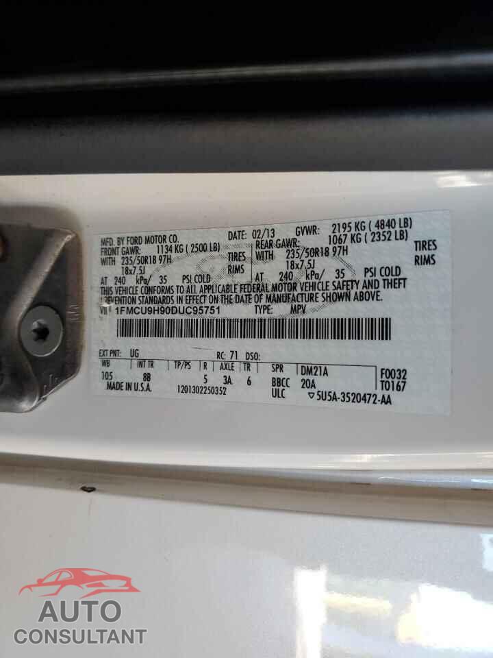 FORD ESCAPE 2013 - 1FMCU9H90DUC95751