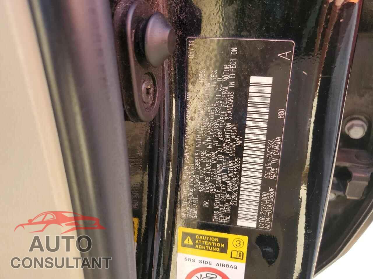 LEXUS RX350 2011 - 2T2BK1BA2BC112835