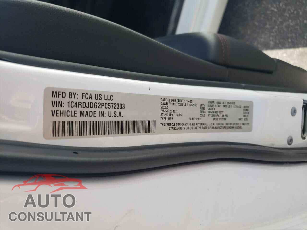DODGE DURANGO 2023 - 1C4RDJDG2PC572303