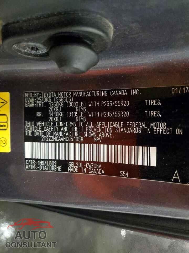 LEXUS RX350 2017 - 2T2ZZMCA4HC051958