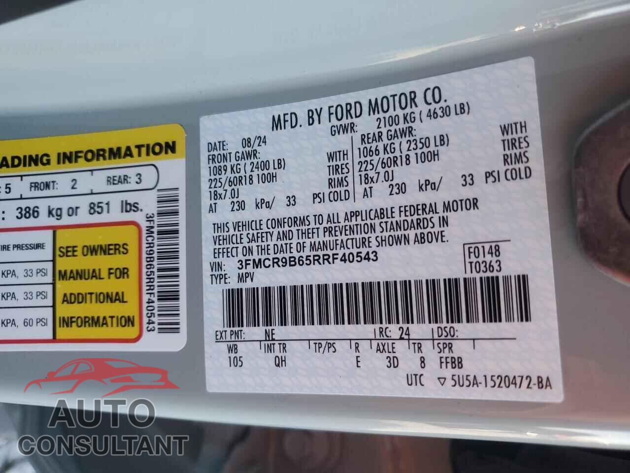 FORD BRONCO 2024 - 3FMCR9B65RRF40543