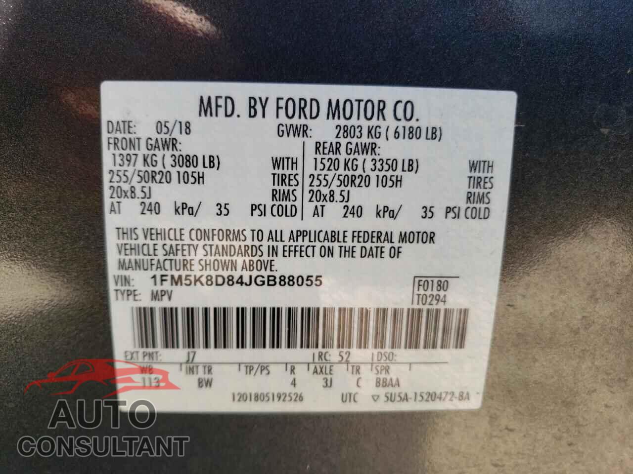 FORD EXPLORER 2018 - 1FM5K8D84JGB88055