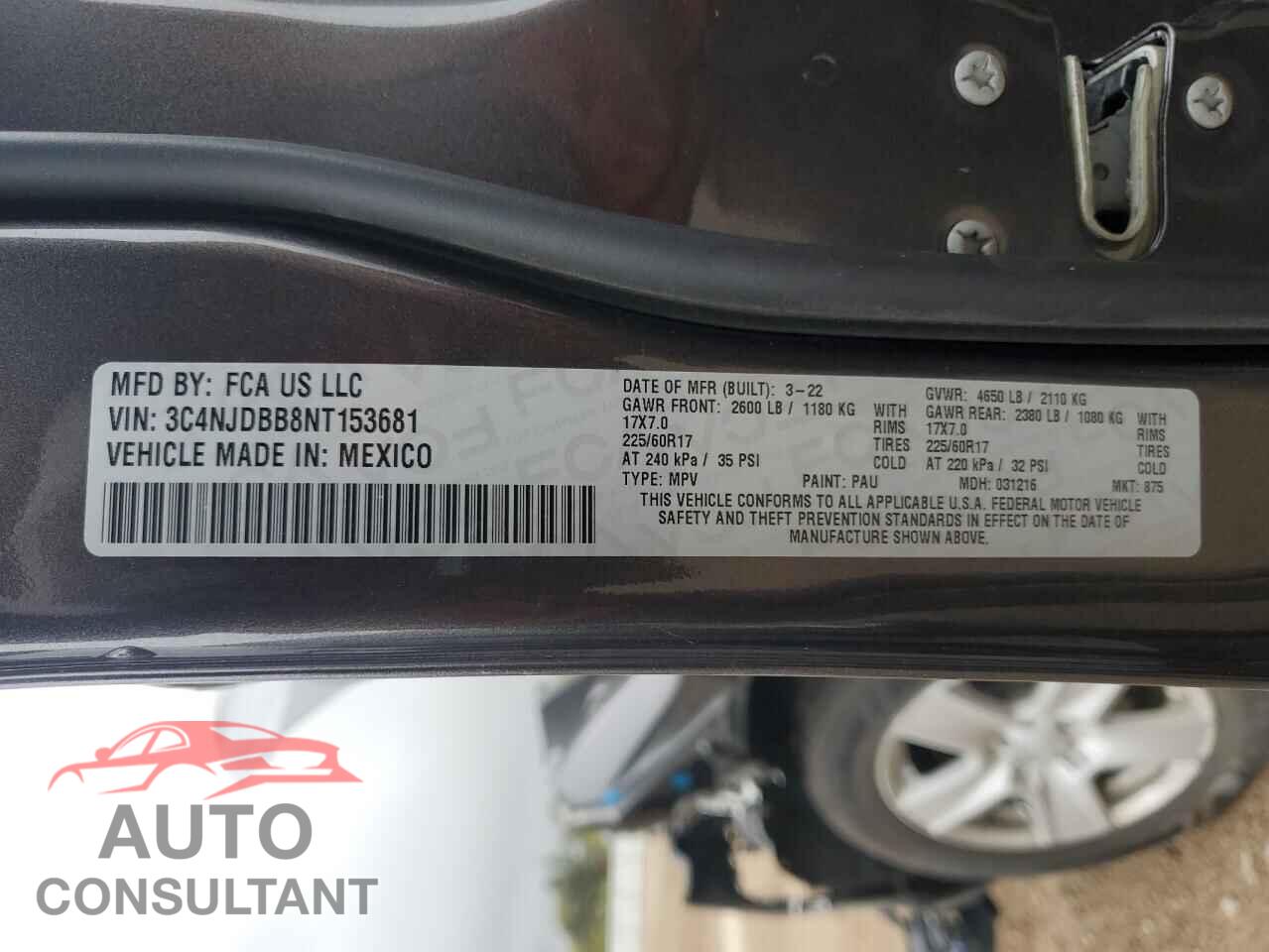 JEEP COMPASS 2022 - 3C4NJDBB8NT153681