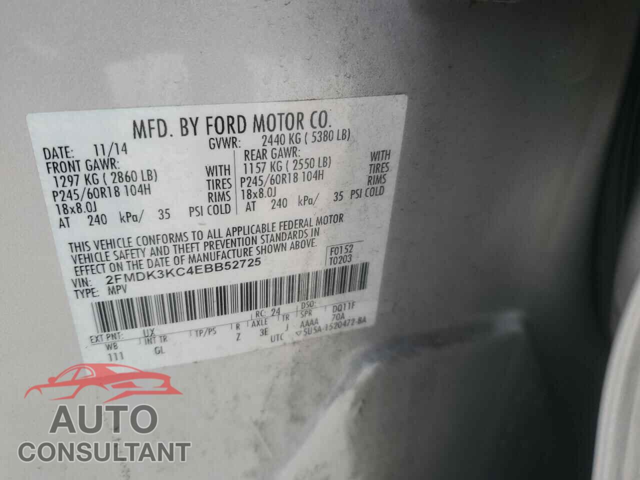 FORD EDGE 2014 - 2FMDK3KC4EBB52725