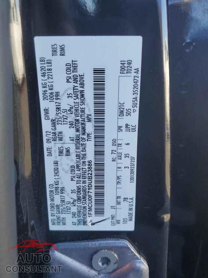 FORD ESCAPE 2013 - 1FMCU0F71DUB23886