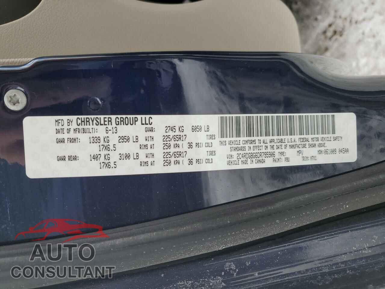 DODGE CARAVAN 2013 - 2C4RDGBG6DR795906
