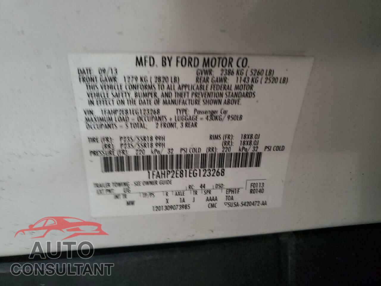 FORD TAURUS 2014 - 1FAHP2E81EG123268