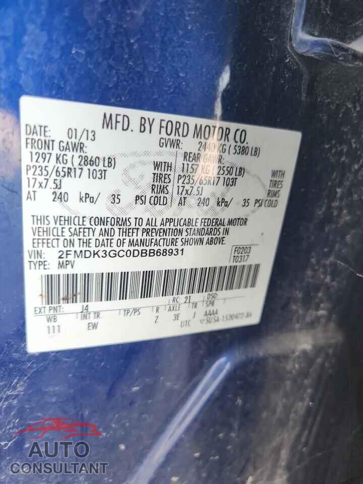 FORD EDGE 2013 - 2FMDK3GC0DBB68931