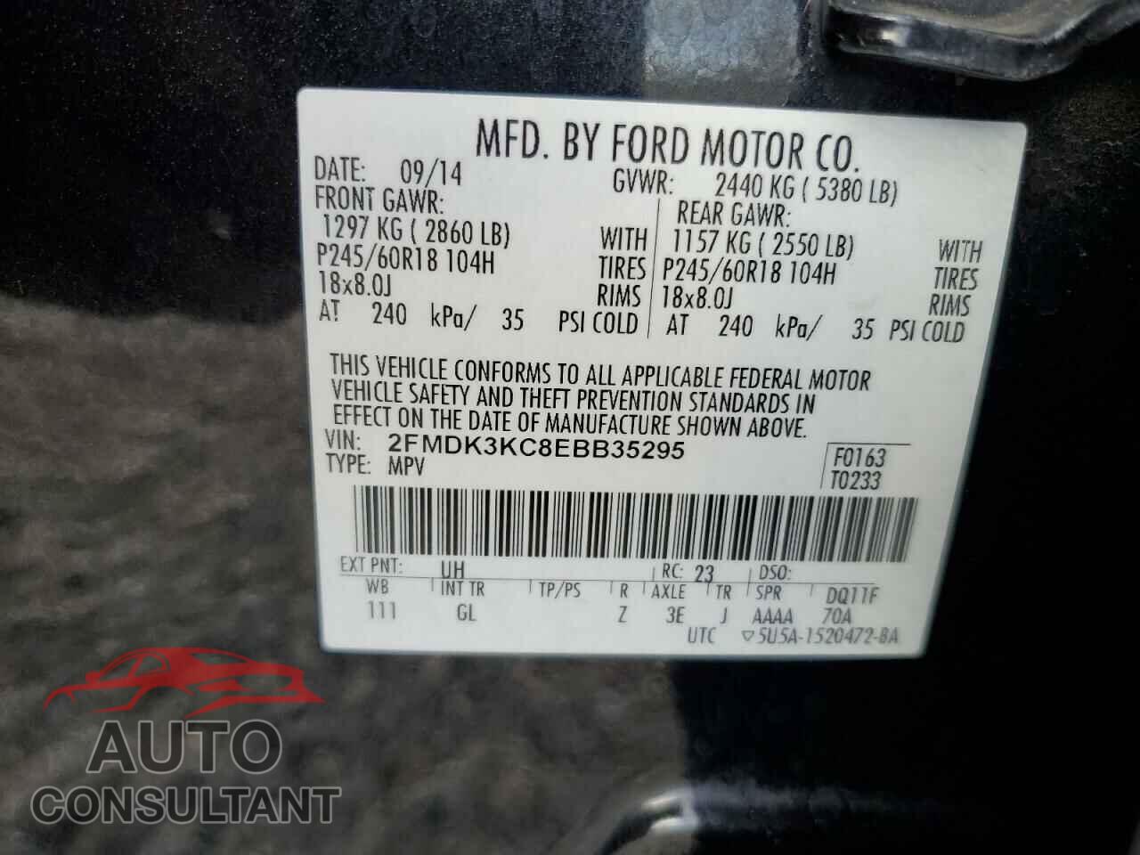 FORD EDGE 2014 - 2FMDK3KC8EBB35295