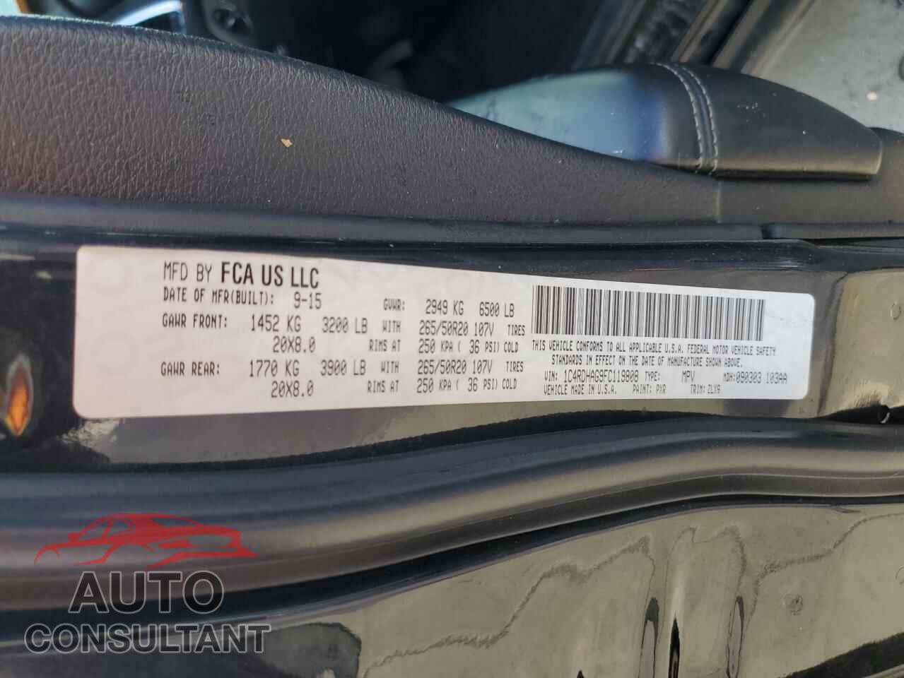 DODGE DURANGO 2015 - 1C4RDHAG9FC119808