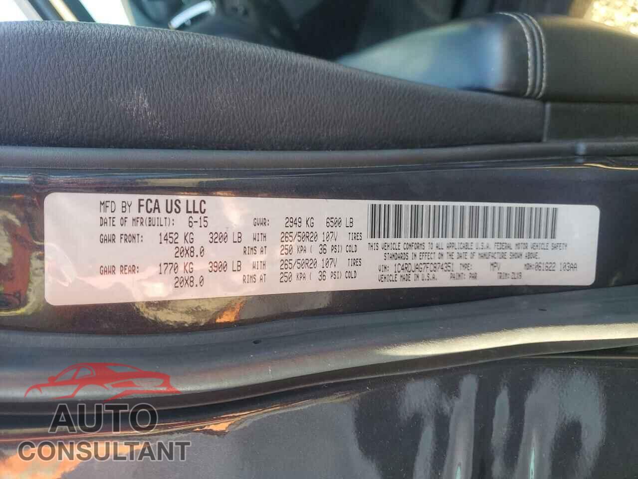 DODGE DURANGO 2015 - 1C4RDJAG7FC874351