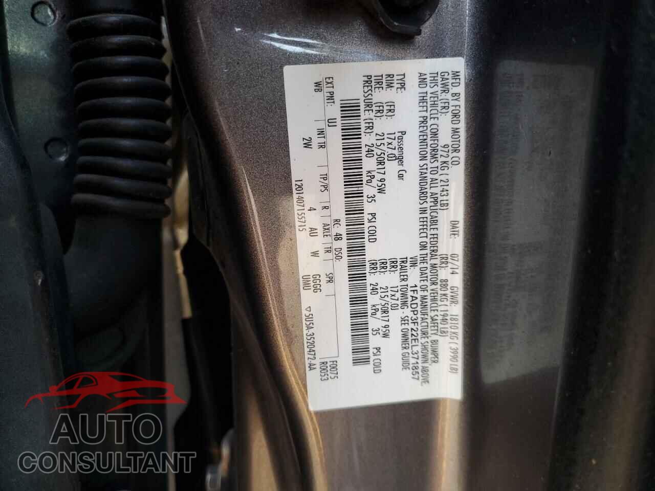 FORD FOCUS 2014 - 1FADP3F22EL371857