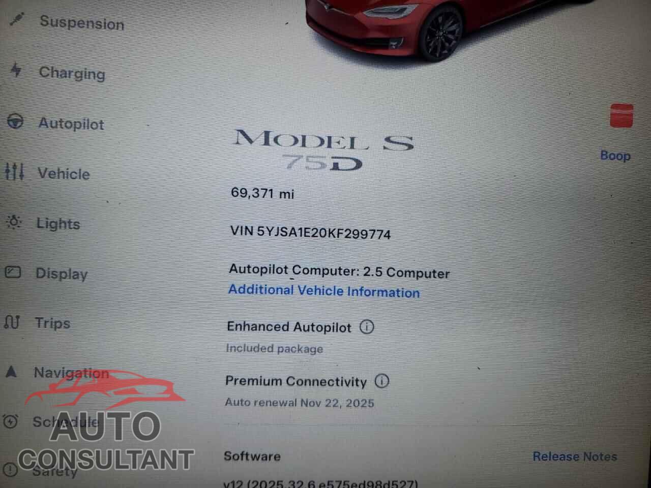 TESLA MODEL S 2019 - 5YJSA1E20KF299774