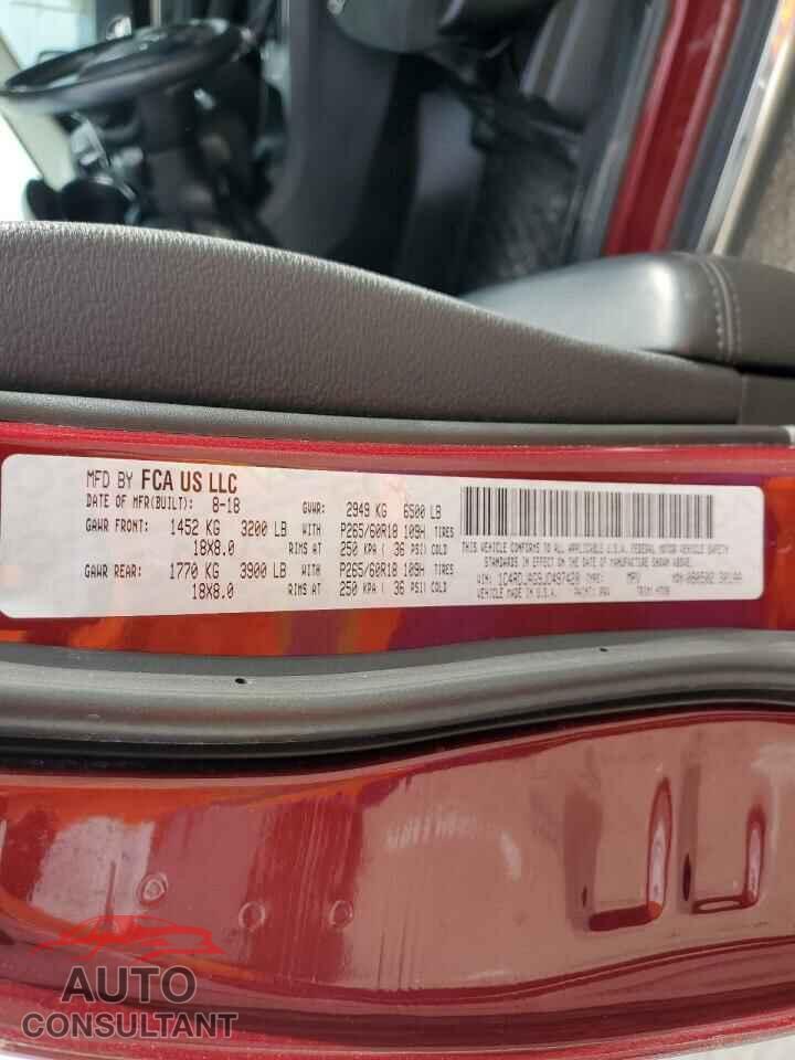 DODGE DURANGO 2018 - 1C4RDJAG9JC497420