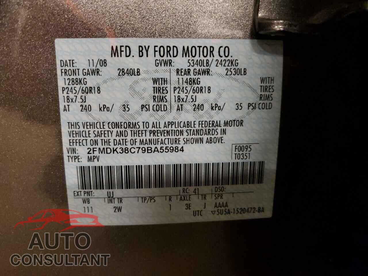 FORD EDGE 2009 - 2FMDK38C79BA55984