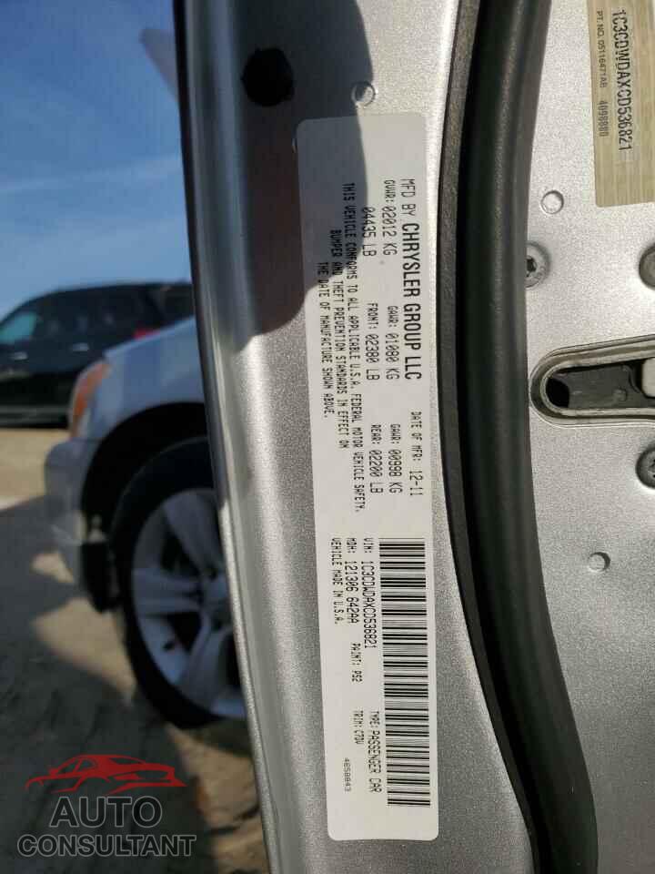DODGE CALIBER 2012 - 1C3CDWDAXCD536821