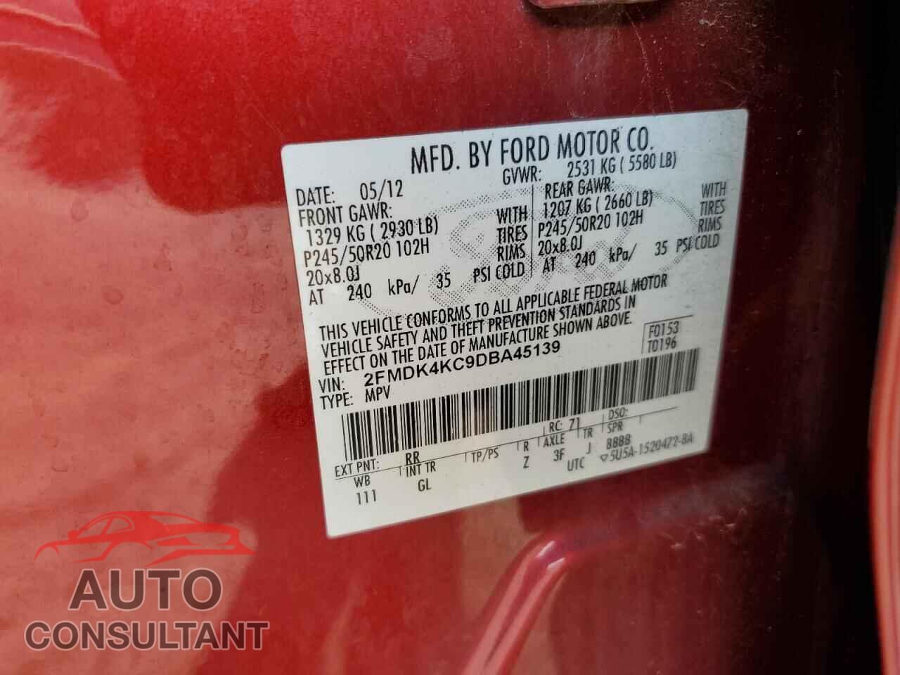 FORD EDGE 2013 - 2FMDK4KC9DBA45139