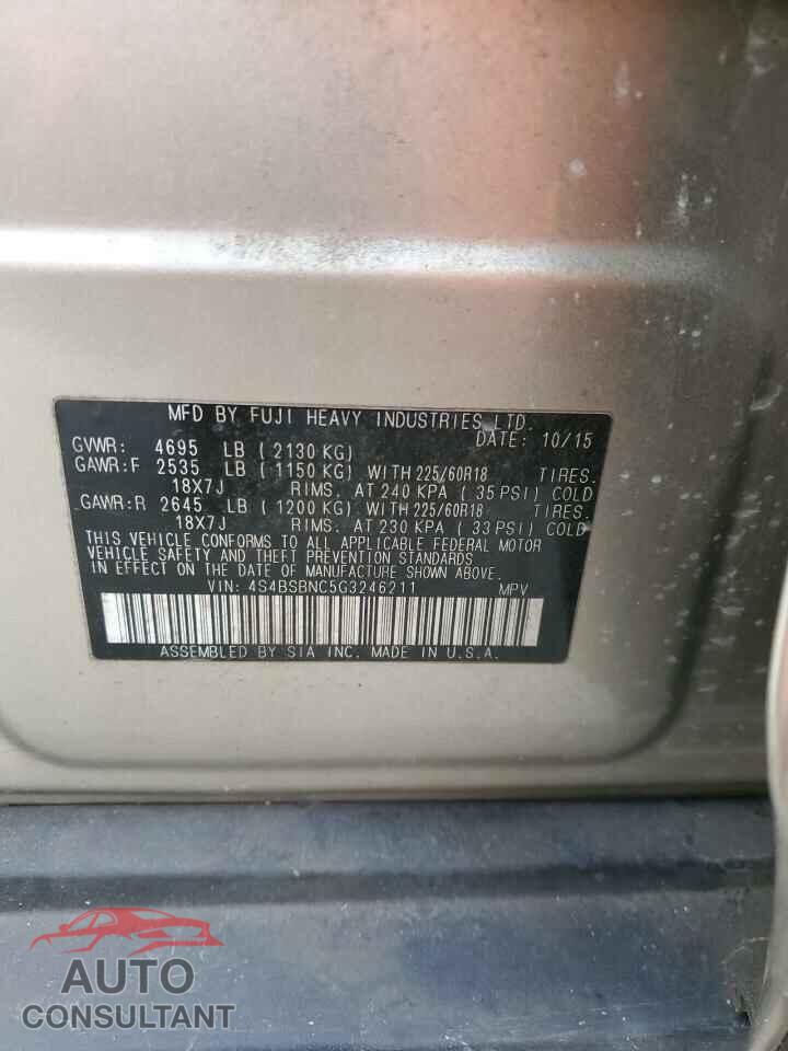 SUBARU OUTBACK 2016 - 4S4BSBNC5G3246211