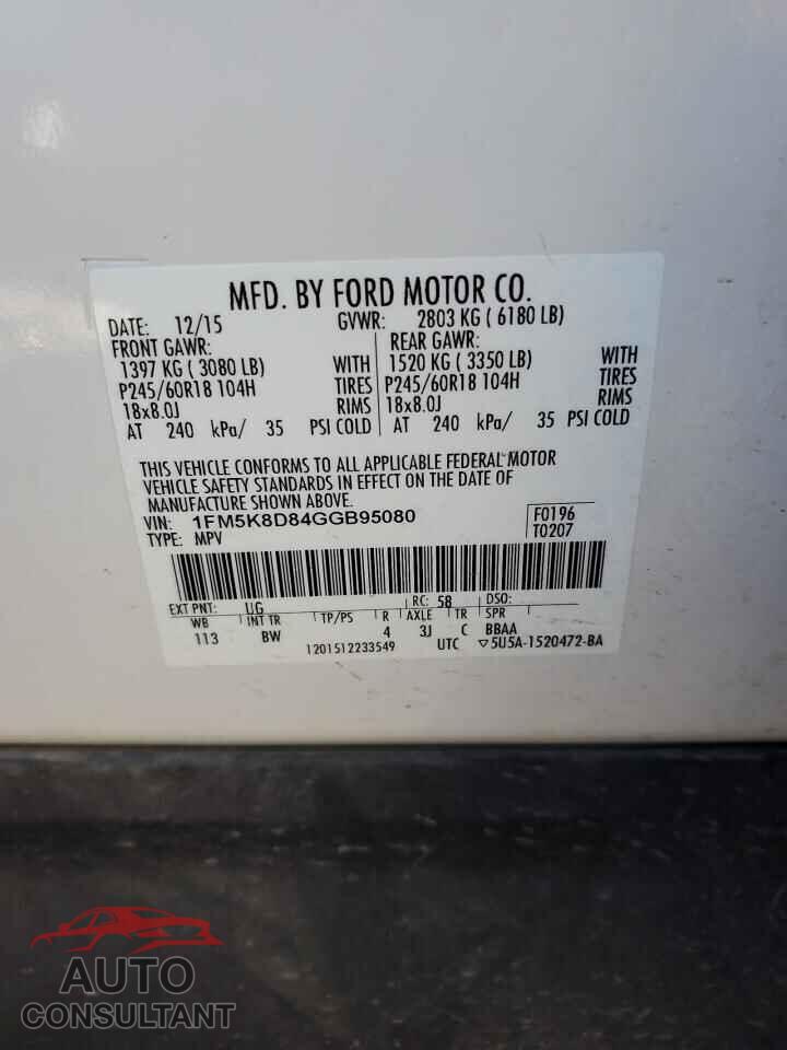 FORD EXPLORER 2016 - 1FM5K8D84GGB95080