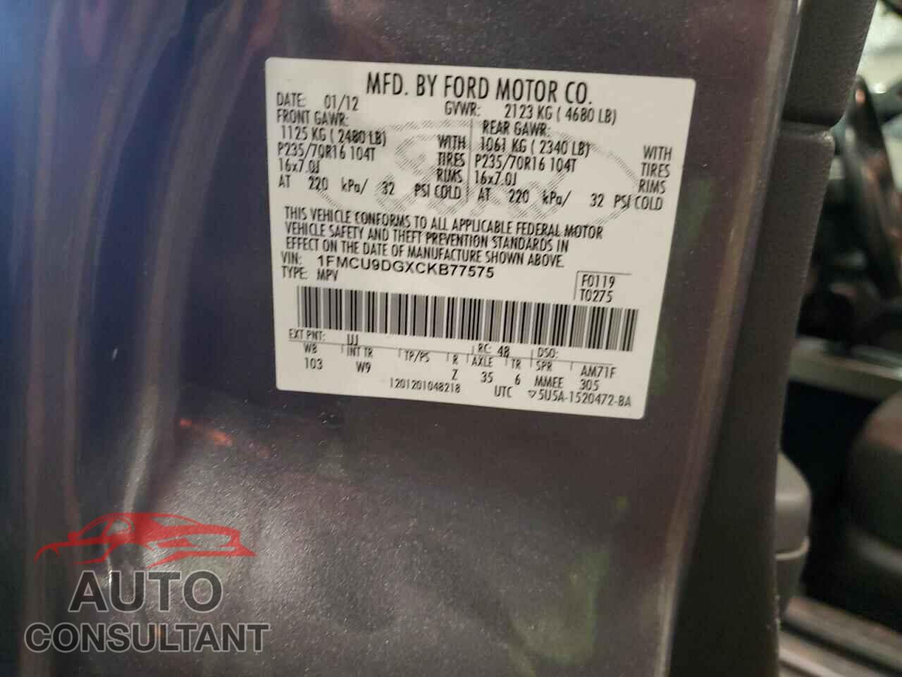FORD ESCAPE 2012 - 1FMCU9DGXCKB77575