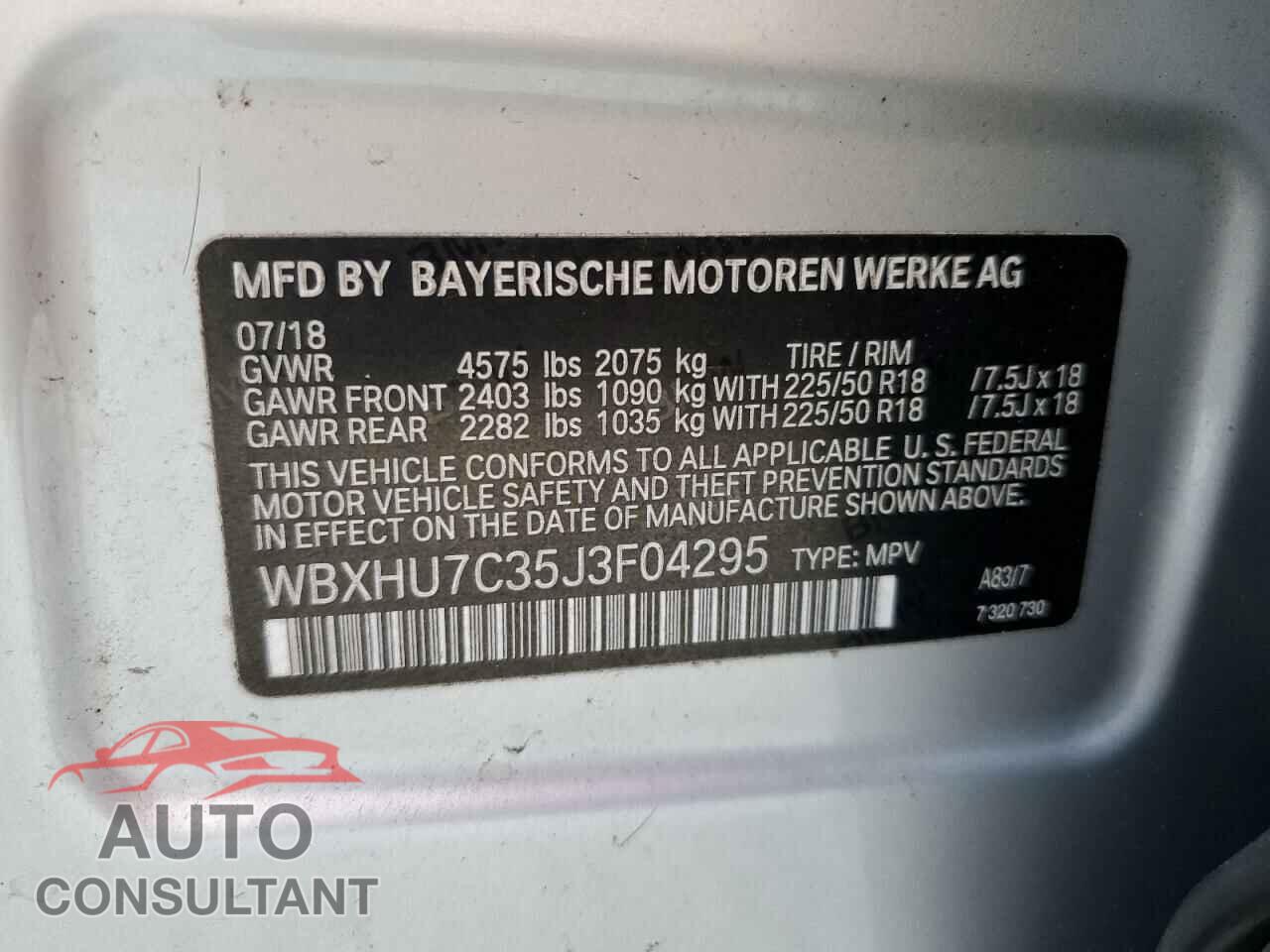 BMW X1 2018 - WBXHU7C35J3F04295
