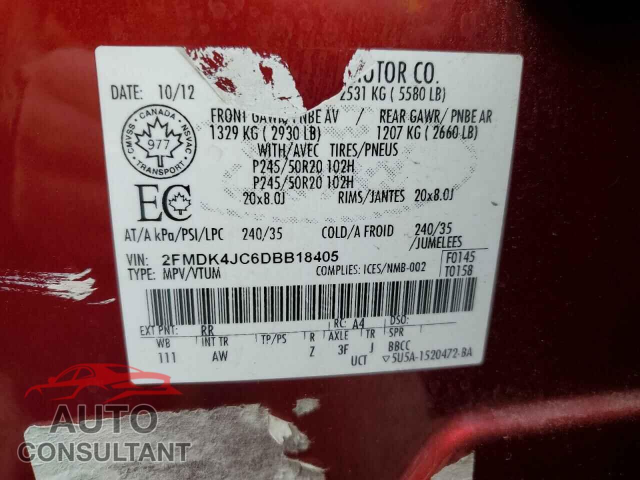 FORD EDGE 2013 - 2FMDK4JC6DBB18405