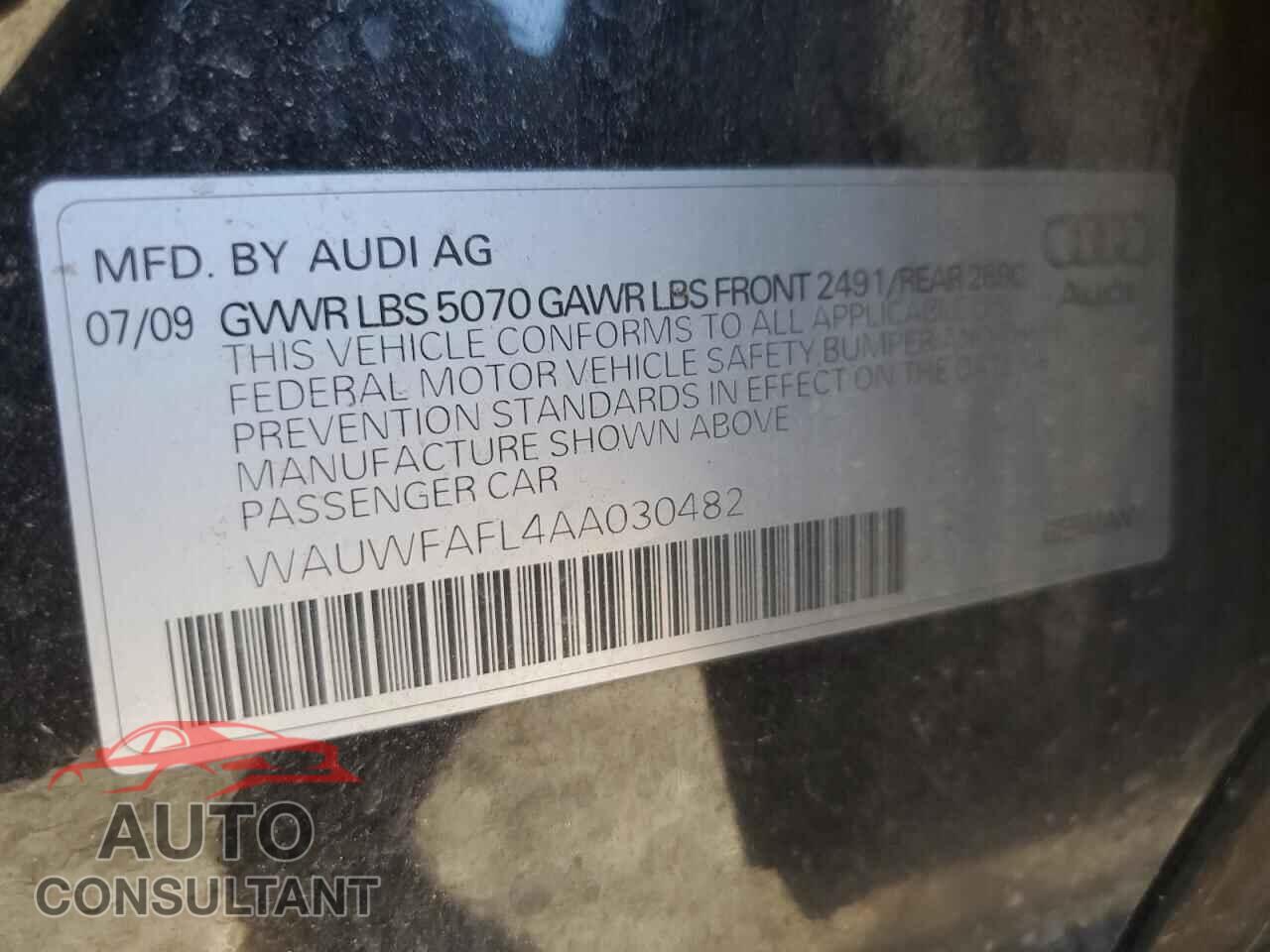 AUDI A4 2010 - WAUWFAFL4AA030482
