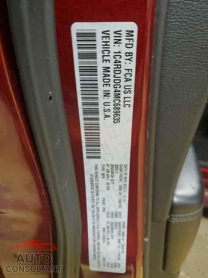 DODGE DURANGO 2021 - 1C4RDJDG4MC689635