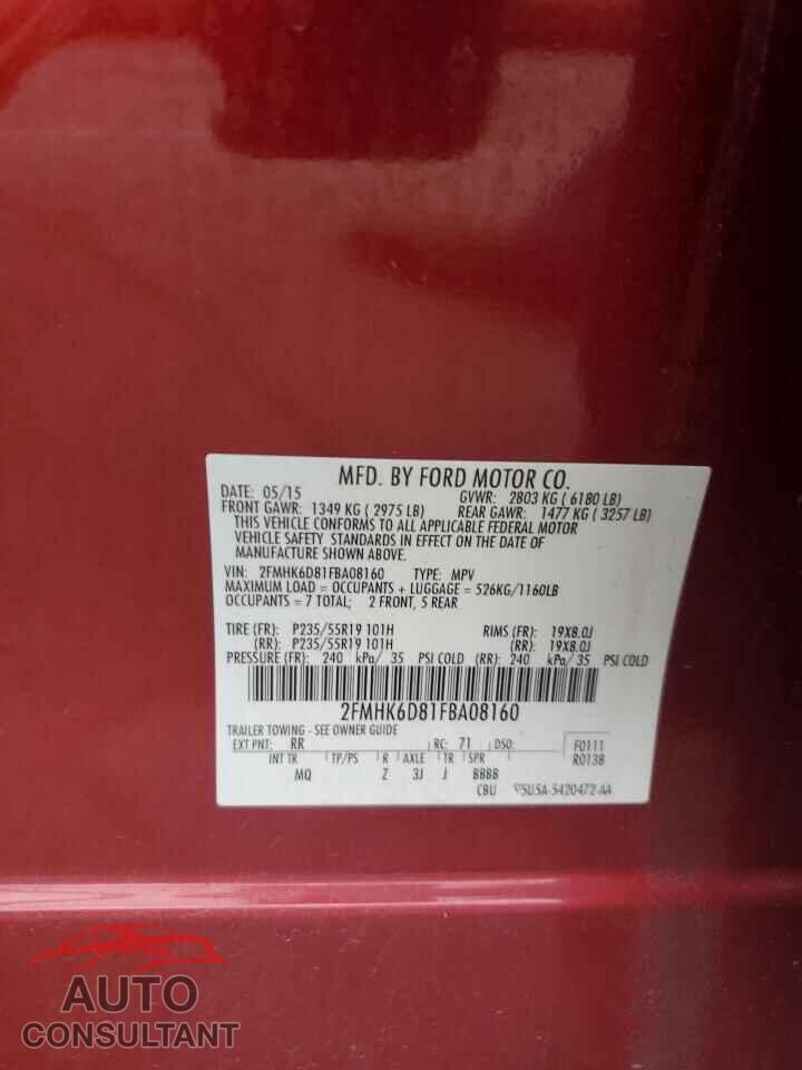 FORD FLEX 2015 - 2FMHK6D81FBA08160