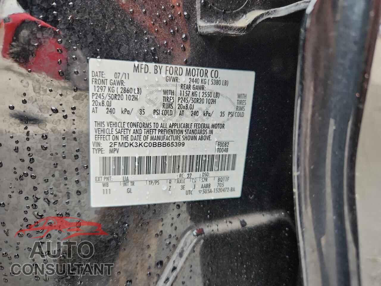 FORD EDGE 2011 - 2FMDK3KC0BBB65399