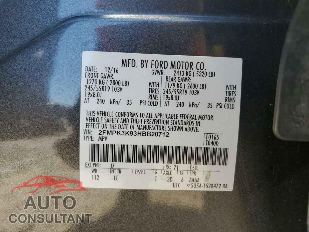 FORD EDGE 2017 - 2FMPK3K93HBB20712
