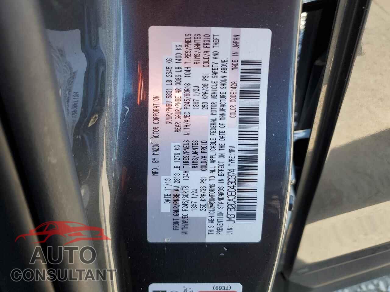 MAZDA CX-9 2014 - JM3TB2CA0E0430374