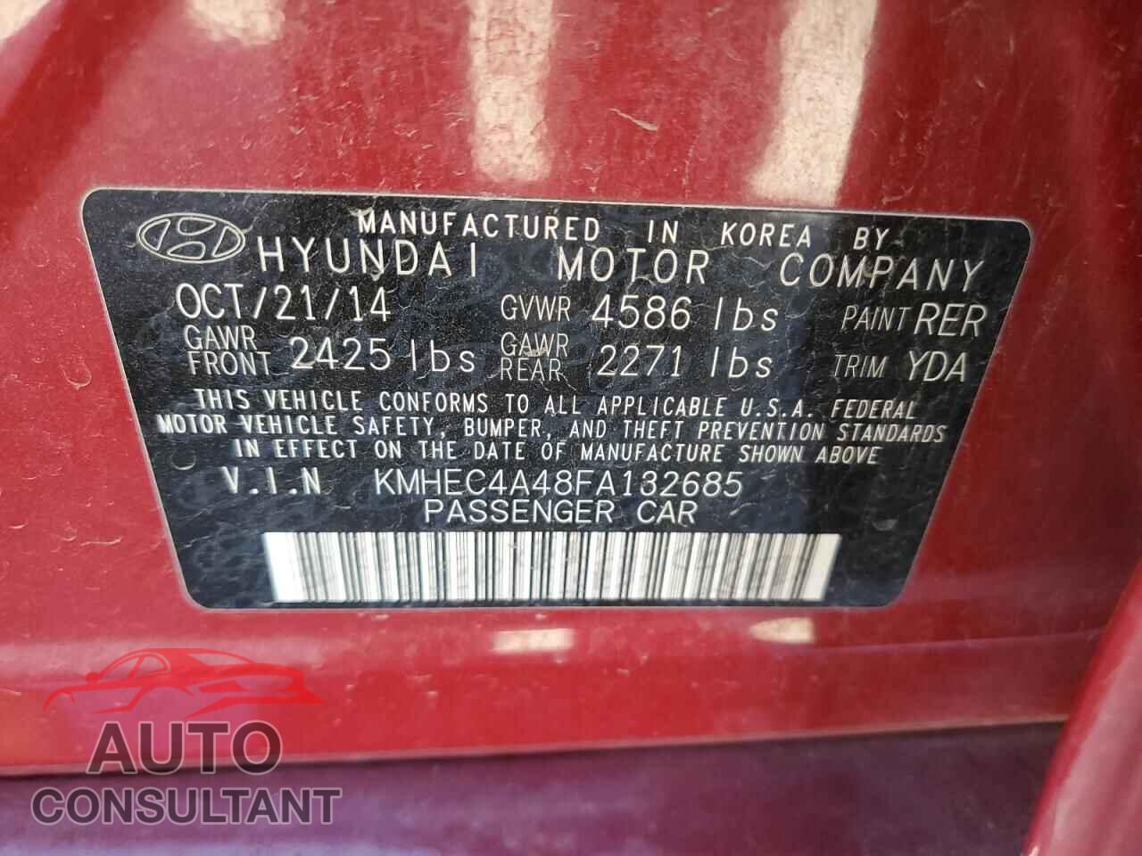 HYUNDAI SONATA 2015 - KMHEC4A48FA132685