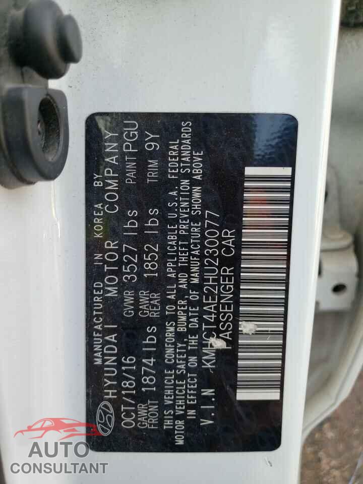 HYUNDAI ACCENT 2017 - KMHCT4AE2HU230077