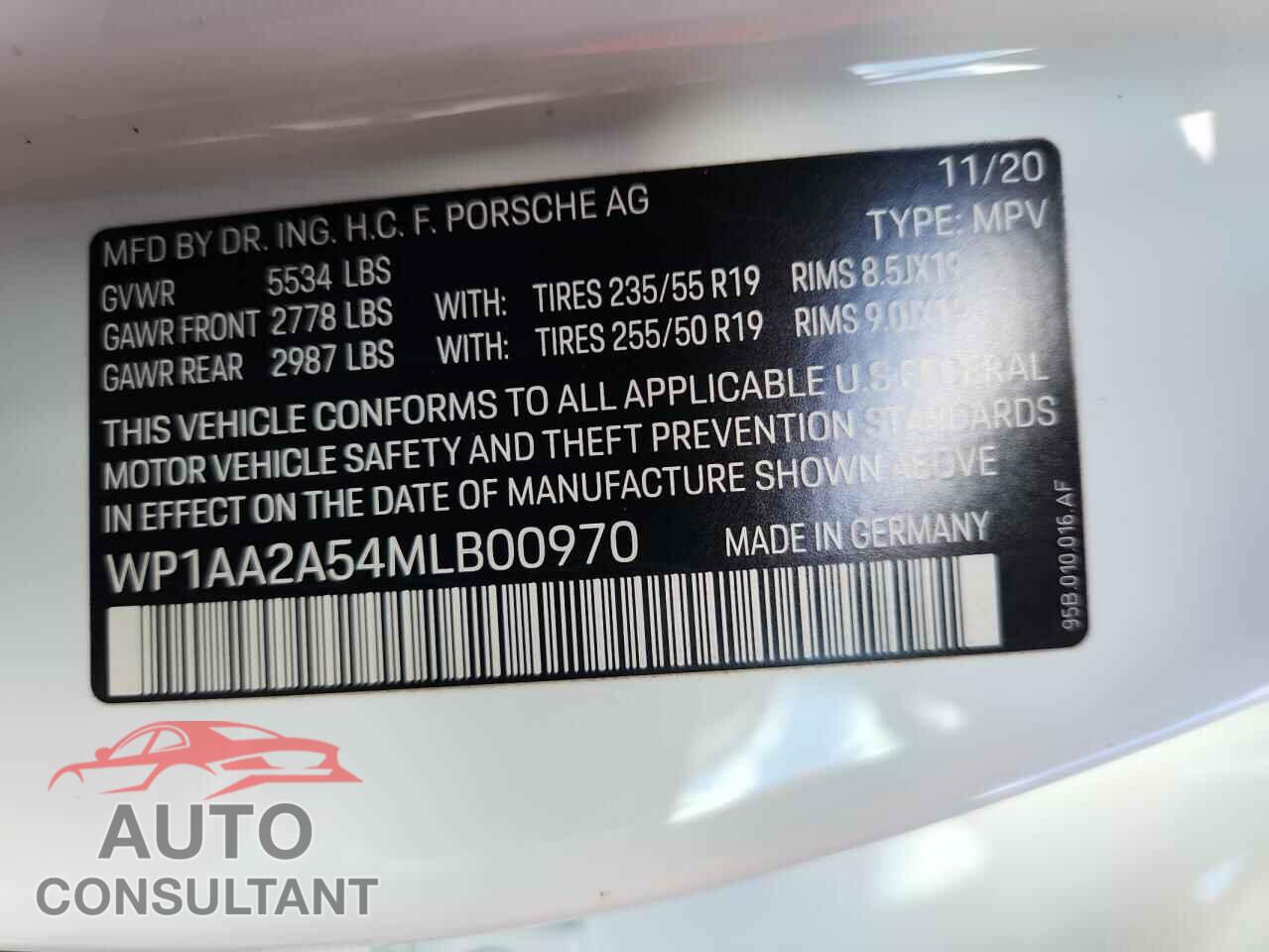 PORSCHE MACAN 2021 - WP1AA2A54MLB00970