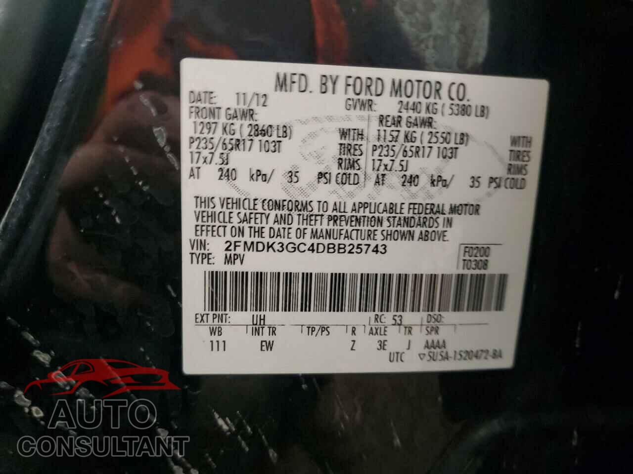 FORD EDGE 2013 - 2FMDK3GC4DBB25743