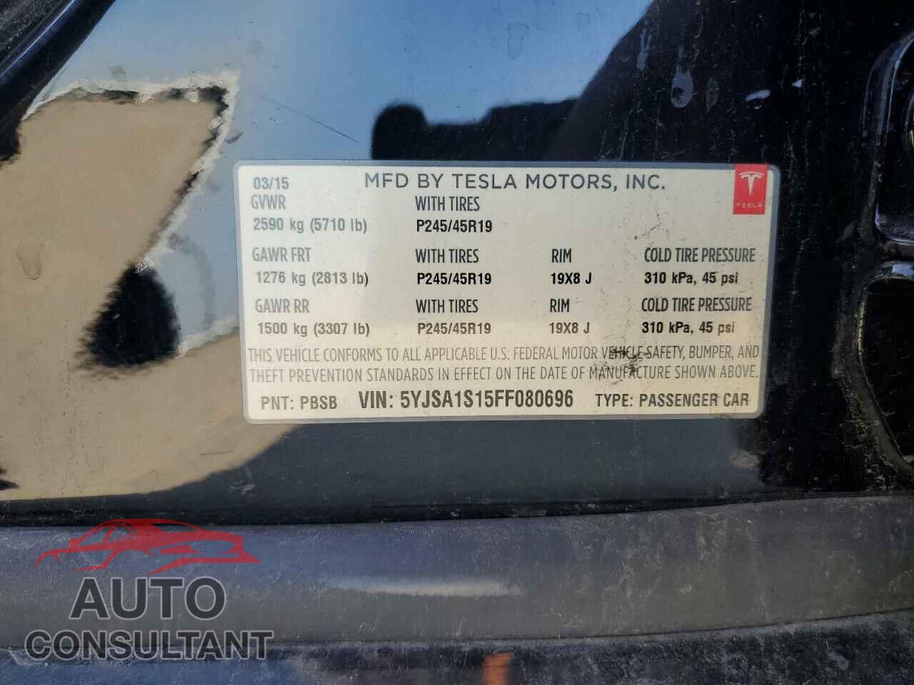 TESLA MODEL S 2015 - 5YJSA1S15FF080696