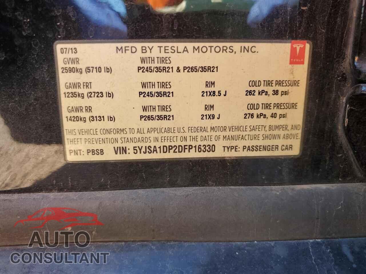 TESLA MODEL S 2013 - 5YJSA1DP2DFP16330