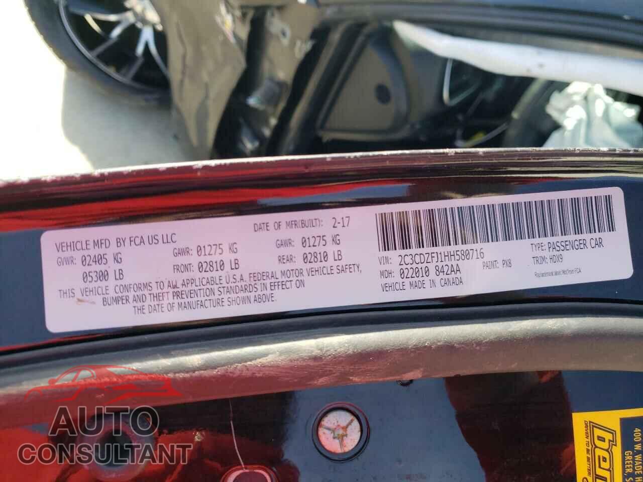 DODGE CHALLENGER 2017 - 2C3CDZFJ1HH580716