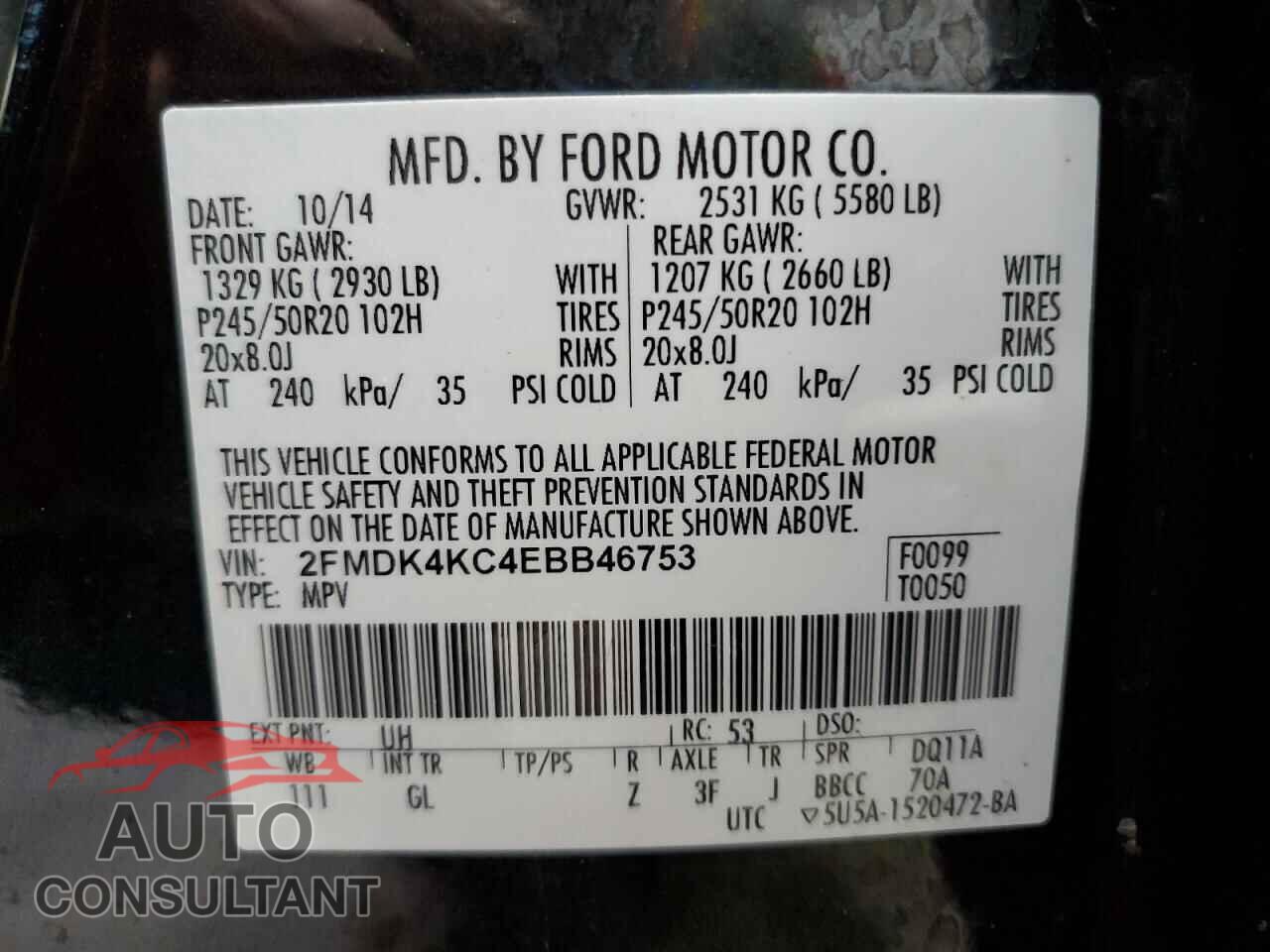 FORD EDGE 2014 - 2FMDK4KC4EBB46753