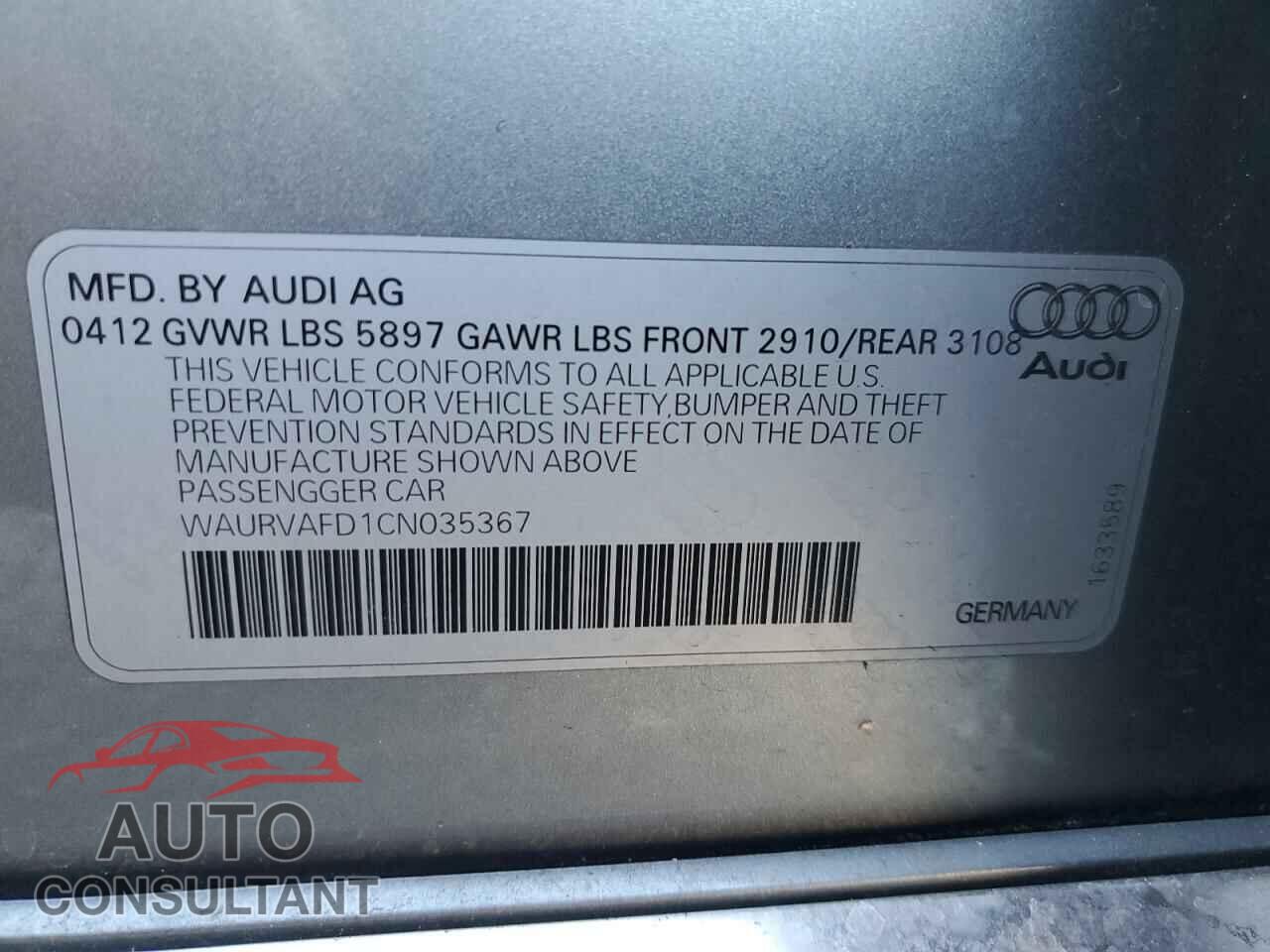 AUDI A8 2012 - WAURVAFD1CN035367